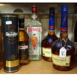 2 bottles of Courvoisier Cognac and 3 other bottles of spirits (5)