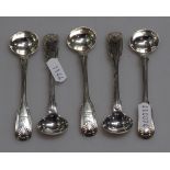 A set of 5 Victorian silver salt spoons