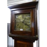 A 19th century 30-hour longcase clock, with an 11" square brass dial, in later mahogany case, height