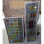 3 coloured leadlight glazed glass panels