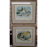 A pair of framed Graham Clarke coloured prints