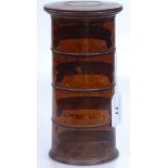 A Victorian treen 4-section cylindrical spice tower, height 7.5", diameter 3.5"