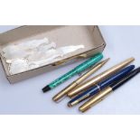 A group of Vintage fountain pens and propelling pencils (5), together with a group of Chinese