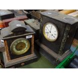 2 slate and marble-cased mantel clocks, largest height 12.75"