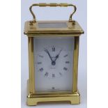 A French brass-cased 7 jewels carriage clock, height 4.75"