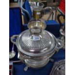 A silver plated spirit burner, and another (2)