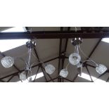 2 steel 3-branch chandeliers, 17" across