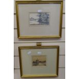 T Dickson, 2 Victorian rural studies, framed, largest 12" across overall