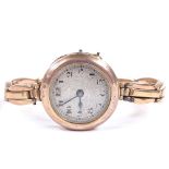 A lady's Vintage 9ct gold wristwatch, on 9ct gold expanding strap, case no. 16790, case width