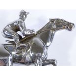 A Desmo chrome plate race horse and jockey design car mascot, height excluding fitting 11cm,