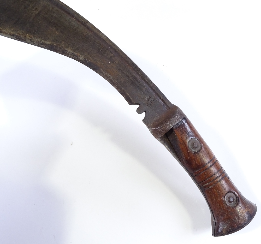 A Second War Period Gurkha Army kukri knife, with original bound leather scabbard - Image 2 of 3