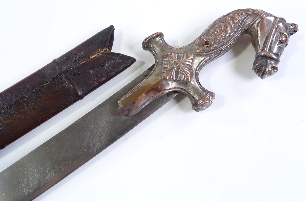 An unusual 19th century Tulwar style Cavalry sword, possibly Indian Cavalry, unusual horse's head