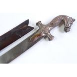An unusual 19th century Tulwar style Cavalry sword, possibly Indian Cavalry, unusual horse's head