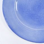 Jane Cox Studio Pottery handmade and hand painted mid-blue charger, diameter 31cm