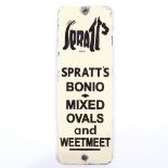 A rare original enamel advertising door finger plate, for Spratt's Bonio Dog Food, height 20cm