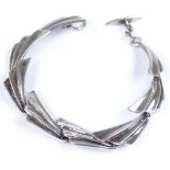 A Danish sterling silver stylised 8-panel bracelet, by N E From, length 190mm, 22.7g