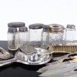 Various silverware, comprising silver bladed cutlery, silver-topped jars etc