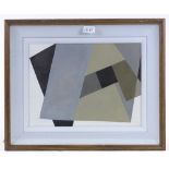A pair of modern oils on board, geometric compositions, unsigned, 12" x 16", framed