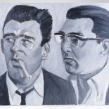 Wesley Frost, oil on canvas, the Kray twins, 24" x 30", unframed