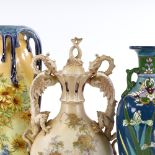 3 various Austrian ceramic vases, largest height 34cm