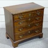 A George III mahogany batchelor's chest of 4 long drawers of small size, with brushing slide,