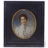 Heinrich Von Angeli, oil on panel, portrait of a woman, 1902, 12" x 9", framed