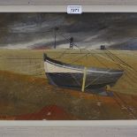 Modern British School, oil on board, surrealist harbour scene, signed with monogram, 11" x 16",