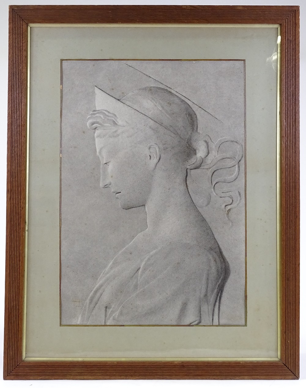 19th century charcoal drawing after Donatello, study of St Cecilia, unsigned, 21" x 15", framed - Image 2 of 4