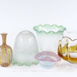 A group of Studio glass light shades and bowls