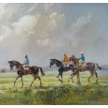 Brian O'Hanlon, oil on board, horse racing scene at Newmarket, 18" x 26", framed