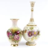 A Royal Worcester narrow-necked vase, with hand painted floral decoration, pattern number 1449,