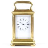 A miniature French brass-cased carriage clock, with 8-day movement, case height 7.5cm