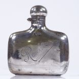 A curved silver hip flask, by G & JW Hawksley, hallmarks Sheffield 1918, height 9cm