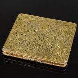 An Italian 18ct gold rectangular box, with fine quality urn griffin and foliate engraving, length