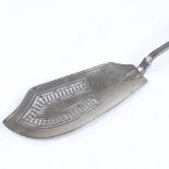 A Georgian silver fish slice, with reeded border and pierced plated, maker's marks WE, hallmarks