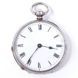 A silver cased open-face key-wind pocket watch, by Barling of Maidstone, with engine turned case and