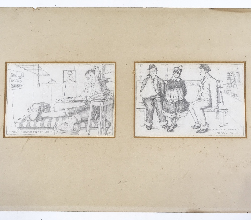 D G Bliss, a group of First War Period pencil sketches, studies of military field hospitals 1916 - Image 4 of 4