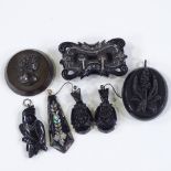 Various Victorian jet jewellery, including a relief carved locket