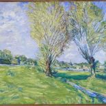 Mid-20th century French School, oil on board, landscape Provence, signed with monogram RF. 20" x