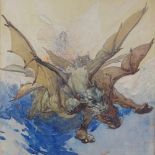 Harry Rountree (1878-1950), watercolour, fantasy illustration 1914, 14.5" x 10.5", framed