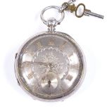 A 19th century silver cased open-face key-wind pocket watch, by E Fryde of Sunderland, with