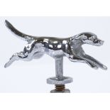 A chrome plate car mascot, in the form of a running hound, length 8.5cm