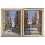 G Rispoli-Terzillo, pair of oils on board, Italian street scenes, 12" x 8.5", framed