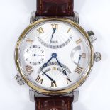 A Maurice Lacroix Masterpiece Double Retrograde GMT Mechanical wristwatch, stainless steel case with