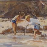 Valerie Batchelor (born 1932), gouache, among the rock pools, Peter Hedley Gallery label verso, 5" x