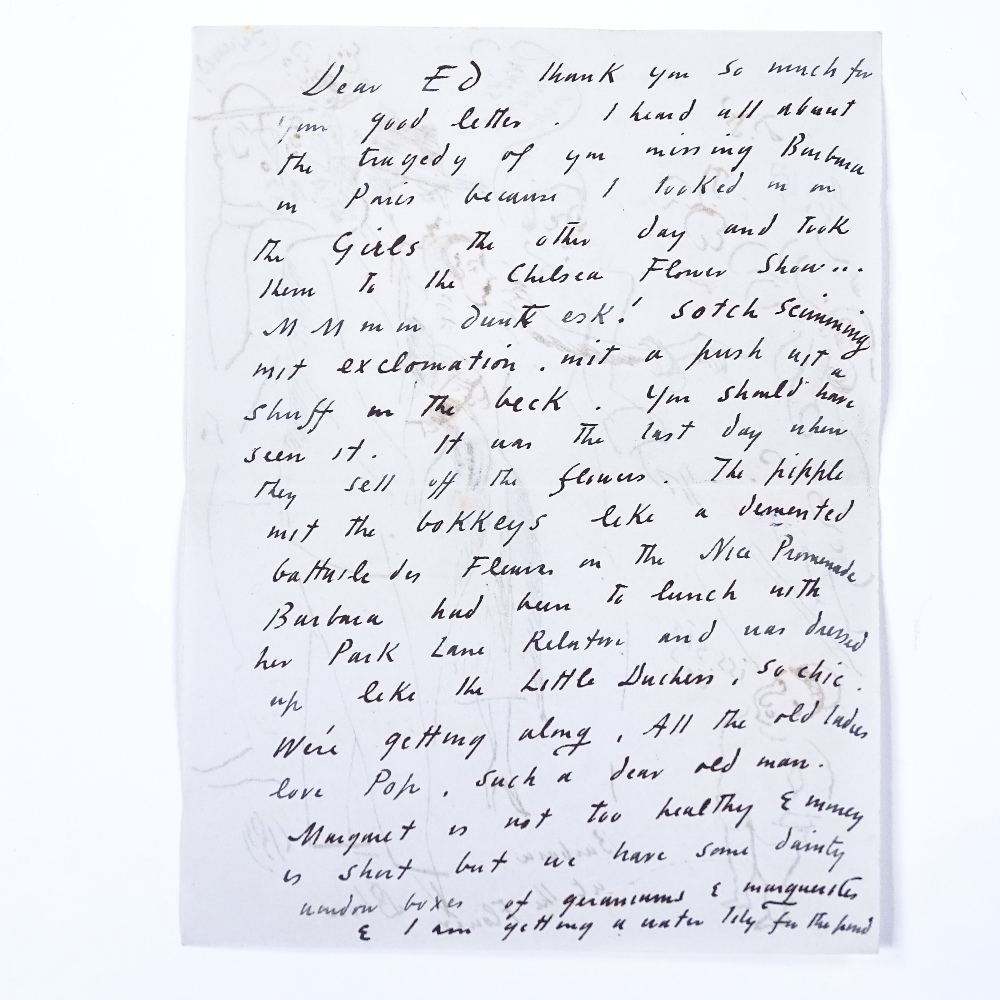 *UPDATED DESCRIPTION* Paul Nash (1889-1946), handwritten letter to Edward Burra describing a visit - Image 2 of 4