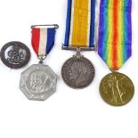 A pair of First War Service medals to 83149 Pte A H Fletcher RAMC, a Services Rendered badge