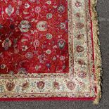 A modern Kerman floral patterned silk rug, 7'5" x 5'2"