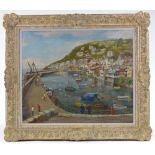 N Baldwin, oil on canvas, harbour scene, 20" x 24", framed