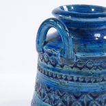 Bitossi Italy, blue glaze pottery vase, by Aldo Londi, height 11cm